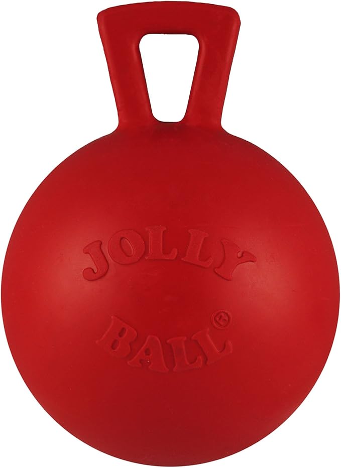 Jolly Pets Tug-n-Toss Heavy Duty Dog Toy Ball with Handle, 3 Inches/Mini, Red (403 RD)