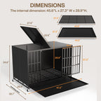 LEMBERI 48/42 inch Heavy Duty Indestructible Dog Crate, High Anxiety Extra Large Dog Cage for Large Dogs, XL Steel Escape Proof Dog Kennel with Wheels and Removable Tray (Black, 47.2*30.7*34.6 inch)