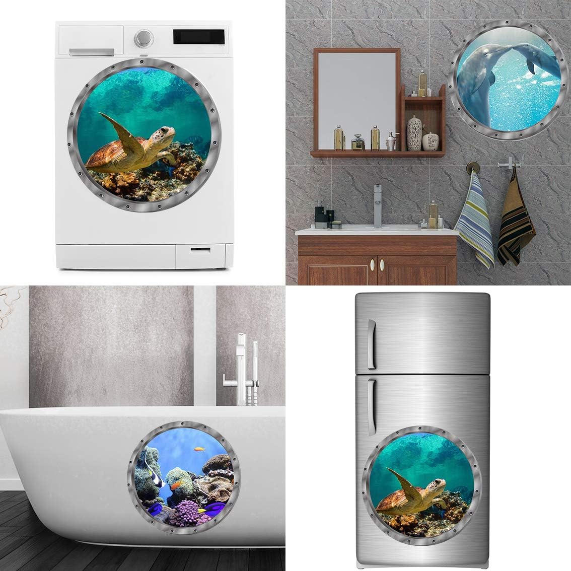 Under The Sea Nature Scenery Ocean Animals World Includ Sea Turtles Dolphins Coral 3 Pcs Removable 3D Wall Decals Peel and Stick Vinyl Stickers for Bathroom and Bedroom, Furniture,Home Decor