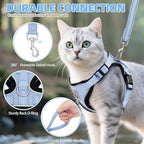 PUPTECK Cat Harness and Leash Set Escape Proof Reflective Cat Walking Harness Adjustable Soft Breathable Mesh Vest for Small Pets, Sky Blue, M