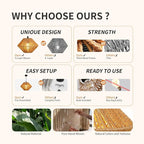 10''Natural Rattan Chandelier Pendant Lights -Small Farmhouse Boho Rattan Hanging lamp with Included E27 Bulb, 120V Wicker Pendant Lamps for Dining Room Kitchen Bedroom Living Room Island