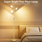 Tree Floor Lamp for Living Room - Modern Glod Standing Lamp, LED Floor Light with Remote & Touch, 3000K-6000K Dimmable for Bedroom Office Reading (3 Head)