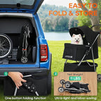 BestPet | 3-Wheel Pet Stroller | Dog and Cat Stroller | Breathable Mesh | Lightweight Travel Carrier | Waterproof & Foldable Design | Storage Basket | Black | for Daily Walks & Outdoor Use