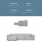 SIMPLIHOME Rex Left-Facing Modular Sectional Sofa in 100% Recycled Polyester Tightly Woven Performance Fabric, Pale Grey, 102-inches Wide, 4-Seater L-Shaped Couch with Left Chaise for Living Room