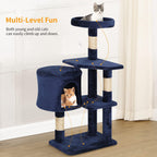BestPet Cat Tree 36 inch Tall Scratching Toy Activity Centre Cat Tower Cat Condo Multi-Level Furniture Scratching Posts for Indoor Cats,Navy Blue