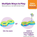 Catstages Infinity Ball Track for Cats with Two Balls, Including One Light-Up Ball, Figure-8 Shaped Cat Ball Track Compatible Topper Toys, Green