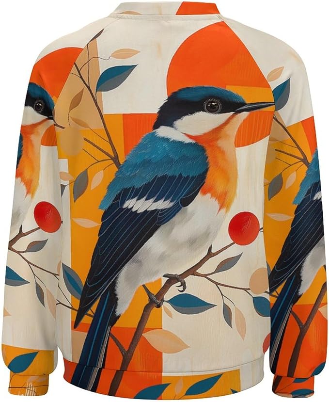 Womens Long Sleeve Tops Y2k Japanese Art Print Sweatshirts Fall Pullover for Women Crewneck Vintage Shirts Boho Tops