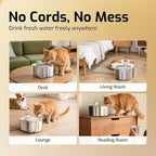 Wireless Cat Water Fountain Stainless Steel,135floz/4L Battery Operated Automatic Pet Fountain,Cordless Cat Water Dispenser Pet Drinking Water Fountain for Multicat Cats Dog Outdoor