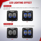 Nilight 16AWG LED Light Bar Wiring Harness Kit-4 Leads | 12V On/Off 2 Gang Laser Etched Pod Lights Rocker Switch Panel Power Relay Fuse 5Pin Toggle for Cars Boat ATV Trucks