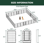 FXW Rollick Unleashed Dog Playpen for Indoor, Yard, RV Camping, 40 inch 32 Panels for Medium and Large Dogs, Black│Patented