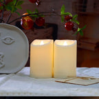 CANDLE CHOICE Waterproof Outdoor Battery Operated Flameless Candles with Timer Flickering Plastic Resin Electric LED Pillar Lights for Lantern Patio Garden Wedding Party Decorations 3x4 Inches 2 Pack