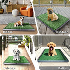 35"X22.6" Dog Grass Pad with Tray - Indoor/Outdoor Artificial Turf Potty Training Mat for Large Dogs, Portable Dog Litter Box for Balcony/Patio, Washable Reusable Pee Pad and Fake Grass for Dogs