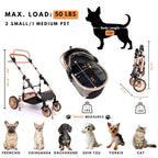 Pet Stroller with 4 Wheels, Foldable Pet Travel Carrier for Small/Medium Dogs Cats up to 50lbs, Detachble Portable Pet Bag, Storage Basket, Car Seat 3 in 1 Multifunctional (Grey)