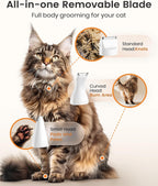oneisall Cat Grooming Kit, 3 in 1 Quiet Cat Clippers for Thick Matted Paw Hair Trimmer, Heavy Coat Butt Shaver Cordless Pet Clippers Fur Trimmer for Dogs and Other Small Animals at Home Travel