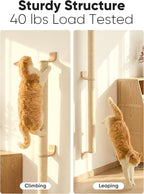 FUKUMARU Cat Wall Scratcher, 60" Tall Wall Mounted Kitten Scratching Post, Sturdy Sisal Climbing Tree for Indoor Large Cats