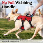 rabbitgoo Escape Proof Dog Harness for Large, No Pull with Lift Handle | No Escape, Full Soft Padded, Reflective Adjustable Vest, Leash Clip for Walking Hiking Training, Red, Large