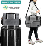 PetAmi Dog Travel Bag - Travel Pet Organizer with Food Container and Bowls, Perfect for Weekend Camping, Cat Diaper Bag (Stripe Black, Medium)