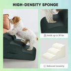 Dog Stairs Steps for High Bed, 3 Steps Pet Steps for Small Dogs Non-Slip Removable Washable Cover Ramp for Indoor Outdoor Car Couch Sofa, Dark Gray