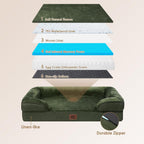 EHEYCIGA Orthopedic Dog Bed for Small Dogs, Waterproof Memory Foam Small Dog Beds with Sides, Non-Slip Bottom and Egg-Crate Foam Medium Pet Couch Bed with Washable Removable Cover, Dark Green