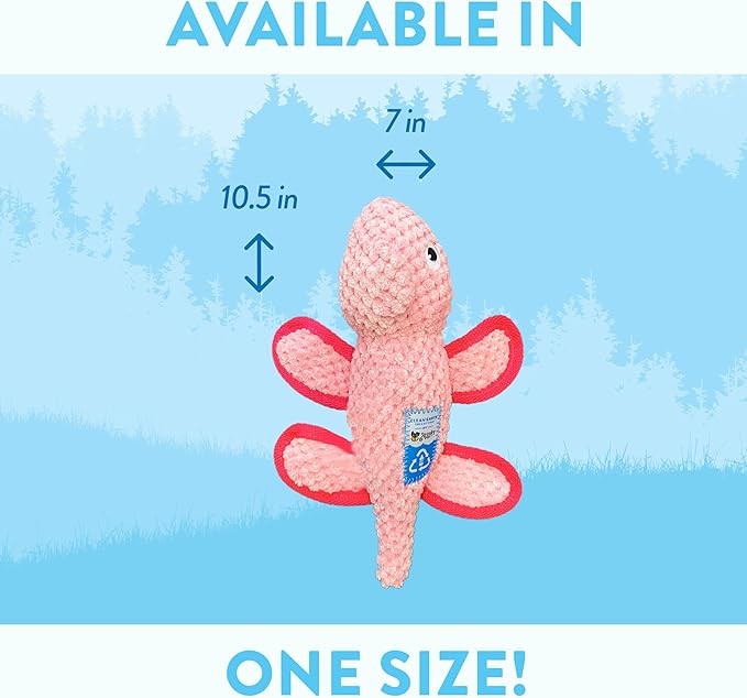 Spunky pup Clean Earth Plush Dog Toy with Squeaker - Recycled, Eco-Friendly, Floats for Beach, Lake, Pool - Chameleon