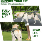 PUPTECK Dog Lift Harness for Medium Large Sized Dog, Rehabilitation Sling for Hind Leg Support, Multifunctional Mobility Assistance Harness for Old, Disabled, Joint Injuries, Paralysis Dogs, Green L