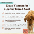 Natural Dog Company Skin & Coat Supplement for Dogs Omega-3 Rich Salmon Oil Chews for Itchy Skin Relief, Shedding & Allergy Support, Shiny Coat Health, with Biotin, Vitamin E, Grain-Free (90 Count)