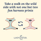Lucy & Co. Reversible Dog Harness - Water-Repellent Neoprene, Dual-Print Design, Easy Swap Style, Adjustable Comfort Fit - in the Clouds Reversible Harness - X-Small