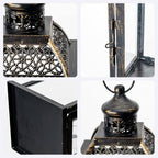 DECORKEY Lanterns Decorative Indoor&Outdoor, 14.4'' Large Black Square Hanging Lanterns, Vintage Metal Candle Holder for Outdoor Patio Front Door Porch Wedding Party Decor
