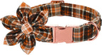 Lionet Paws Dog Collar with Flower - Cute Cotton Adjustable Flower Dog Cat Collar with Metal Buckle for Puppy Girl Gift, XS, Neck 8-12in