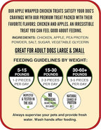 Hubert Pet Gourmet Chicken Wrapped Apple Bites, Low Ingredient Healthy Dog Training Snacks, Low Fat, High Protein, 2.5 lbs