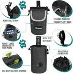 PetAmi Dog Treat Pouch, Large Pet Training Treat Pouch with Pocket, Dog Trainer Essentials Supply Holder with Poop Bag Dispenser, Training Bag for Kibbles Toys, 3 Ways to Wear (Charcoal)
