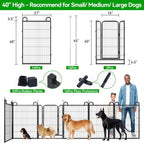 Dog Playpen Outdoor 16 Panels Heavy Duty Dog Fence 40" Height Anti-Rust with Doors Portable for RV Camping Yard, Total 36FT, 102 Sq.ft, Snowy Black
