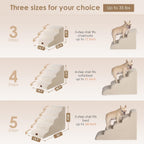 EHEYCIGA Curved Dog Stairs Ramp for High Beds 22.6" H, 5-Step Dog Steps for Small Dogs and Cats, Pet Stairs for High Bed Climbing, Non-Slip Balanced Pet Step Indoor, Beige