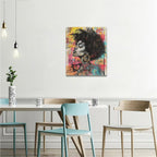 Quorin African American Wall Art Banksy Graffiti Black Woman Pictures Black Girl Wall Decor Canvas Print Painting Artwork for Bathroom Living Room Bedroom 20"x24"