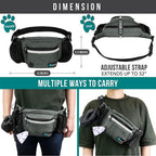 PetAmi Dog Fanny Pack, Treat Pouch for Dog Walking, Training, Built in Poop Bag Dispenser, Water Bottle Holder, Collapsible Bowl, Pet Treat Waist Belt for Hiking, Running, Kibbles (Charcoal)