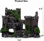 Mipukbay Green Aquarium Decor Castle, Resin Fish Tank Decoration Ornament for Freshwater/Saltwater, Safe Landscape Rock Cave Hideout for Betta Fish, Goldfish and Aquatic Pets
