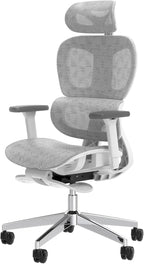 PatioMage Ergonomic Office Chair, Big and Tall Desk Chair with Adjustable Lumbar Support & Seat Depth, High Back Computer Chair, Swivel Mesh Chairs with Wheels for Home Office, White