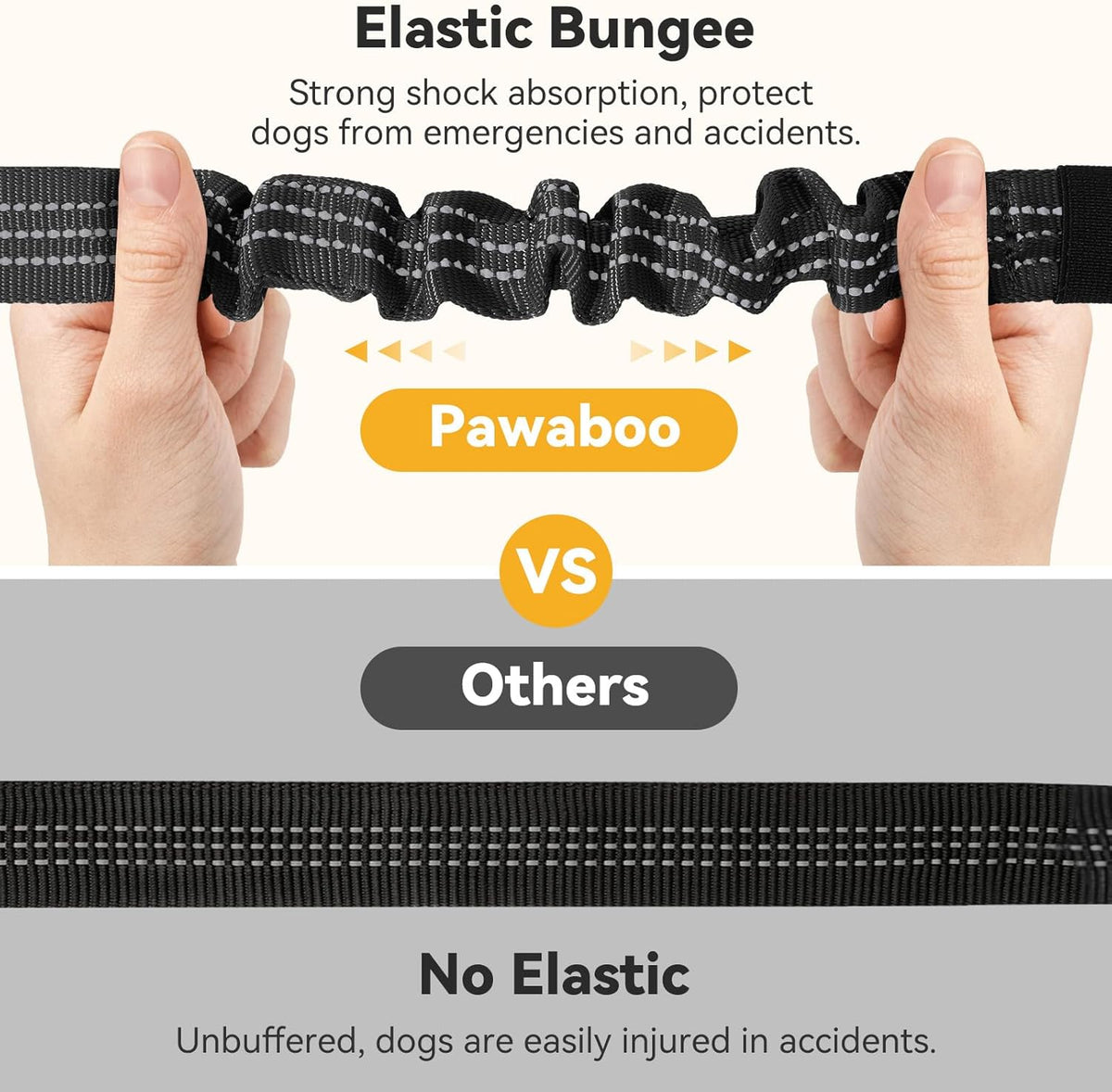 Pawaboo Dog Seatbelt for Car, 3-in-1 Dog Seat Belt Bungee, Shockproof Dogs Tether for Car with Buckle & Hook Latch, Adjustable Reflective Dogs Cars Harness Leash with 360° Lockable Buckle, Black