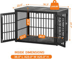 38 Inch Heavy Duty Dog Crate Furniture for Large and Medium Dogs, Decorative Pet House End Table, Wooden Cage Kennel Furniture Indoor, Gray