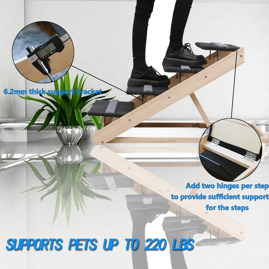 Upgrade 2-in-1 Pet Ramp Dog Stair,Folding Pet Stairs,Portable Dog Ramp for Small&Large Old Animals with Non-Slip Surface,Dog Ramp for Bed,Couch and Car,11.8" to 23.6" Height Adjustable(40×17.7)