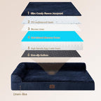 EHEYCIGA XXL Dog Bed Memory Foam, Orthopedic Giant Dog Bed Jumbo with Washable Removable Cover, Waterproof Pet Sofa Couch with Nonskid Bottom, 48x35x7.5, Navy Blue | Washable Removable Cover, Waterproof Flat Pet Sofa Couch with Nonskid Bottom, 48x35x7.5
