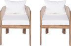 Christopher Knight Home Matera Dining Chair Set of 2, Acacia Wood Outdoor Accent Chair, Farmhouse Patio Kitchen Side Chair, Comfy Reading Chair, Round Backrest and Water Resistant Cushion,Teak+ Beige