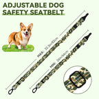 Pawaboo 2Pack Dog Seatbelt for Car, Dog Car Seat Belt Bungee, Dogs Tether with Buckle & Hook Latch, Adjustable Reflective Dogs Cars Harness Leash with 360° Lockable Buckle, Army Green Camouflage