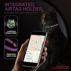 Waterproof Airtag Cat Collar, Breakaway Cat Airtag Collar with Luminous & Reflective Pattern Strap, Lightweight Kitten Collars for Apple Air tag, Hidden Holder for GPS Tracker - Cats, Kittens (9-13")