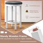 COSTWAY Upholstered Bar Stools Set of 4, 25” Counter Height Bar Chairs with Padded Cushion & Wooden Frame, Faux Leather Backless Stools for Kitchen, Dining Room, Pub, White + Grey