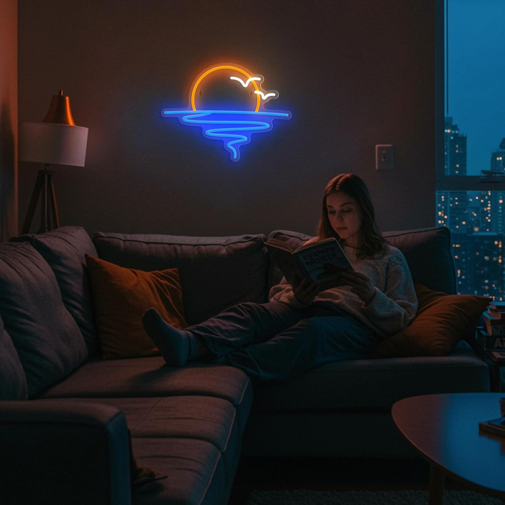 Sunset Sunrise Neon Sign for Wall Decor Dimmable LED Neon Light Sign for Beach Bedroom Living Room Wedding Bar Party Home Room Decor