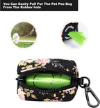 Petmolico Dog Poop Bag Holder Leash Attachment, Waste Bag Dispenser Zippered Pouch, Fits Any Leash, Includes Free Roll of Bags, 2 Packs - Pink Rose