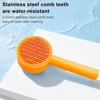 Self-Cleaning Pet Brush - Deep Massage Deshedding Comb with Resin Protective Tips, Curved Teeth, One-Button Hair Release - Washable, for Shedding & Long-Haired Dogs Cats