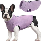 Idepet Dog Fleece Vest Sweater Zip Up Warm Pullover Dogs Jacket with D-Ring Leash Winter Cold Weater Coat Pet Sweatershirt Clothes Hoodie for Small Medium Dogs Boy Girl (Purple, XXS)