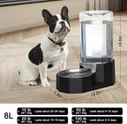 Sfozstra Large Dog Water Dispenser: 8L Automatic Black Water Feeder with Stainless Steel Bowl - Without Filter - Gravity Design for Multiple Pets Indoor/Outdoor